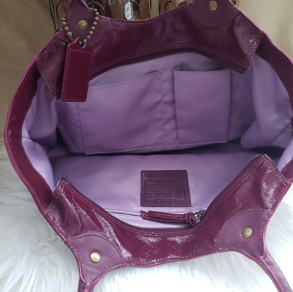 Authentic Vintage Coach Purse Patent Leather Large Bleeker Tote - Picture 4 of 7